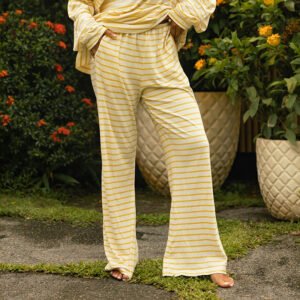 Yellow Striped Wide-Leg Lounge Pants