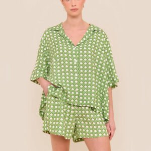 Printed Short Sleeve Resort Shirt and Shorts Set