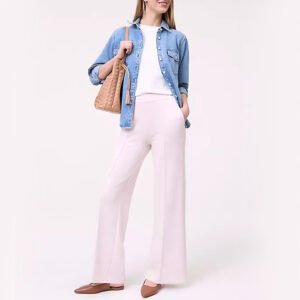 White High-Waisted Wide-Leg Lounge Pants
