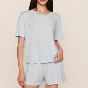 Light Blue Modal Relaxed T-Shirt and Shorts Set