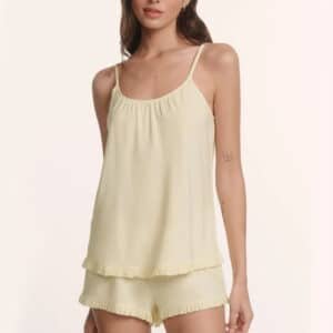 Modal Ruffle Trim Cami and Shorts Pajama Set