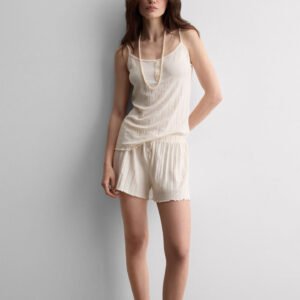 Cream Soft Cami and Shorts Pajama Set