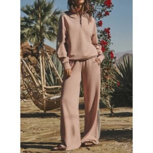Half-Zip Side Stripe Lounge Set