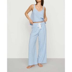 Gingham Cami and Drawstring Pants Lounge Set