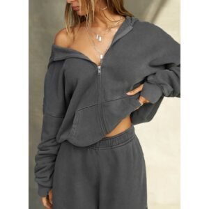 Oversized Zip Hoodie and Straight-Leg Sweatpants Set