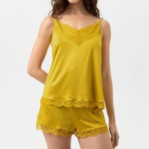 Lace-Trim Satin Cami and Shorts Pajama Set